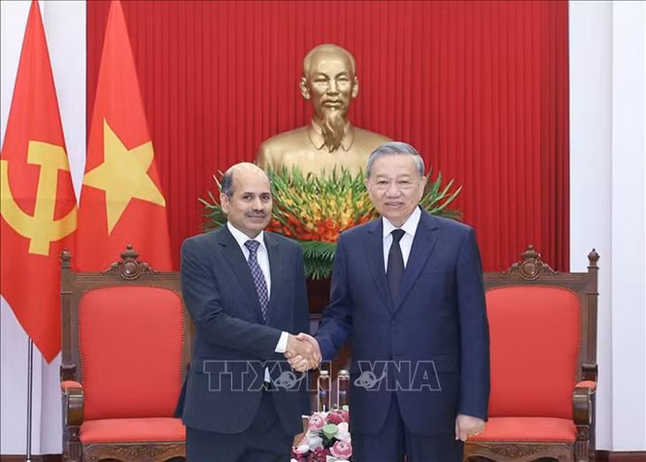 Tổng Bí thư Tô Lâm tiếp Đại sứ Ấn Độ tại Việt Nam Sandeep Arya - Ảnh: TTXVN