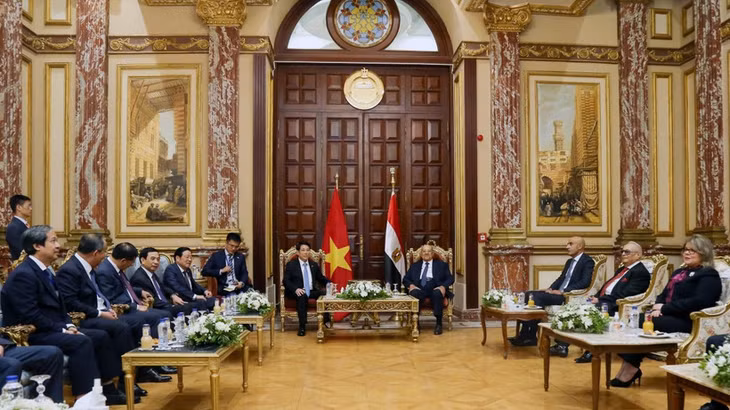 Chủ tịch nước Lương Cường hội kiến Chủ tịch Thượng viện Ai Cập Abdel-Wahab Abdel-Razeq.