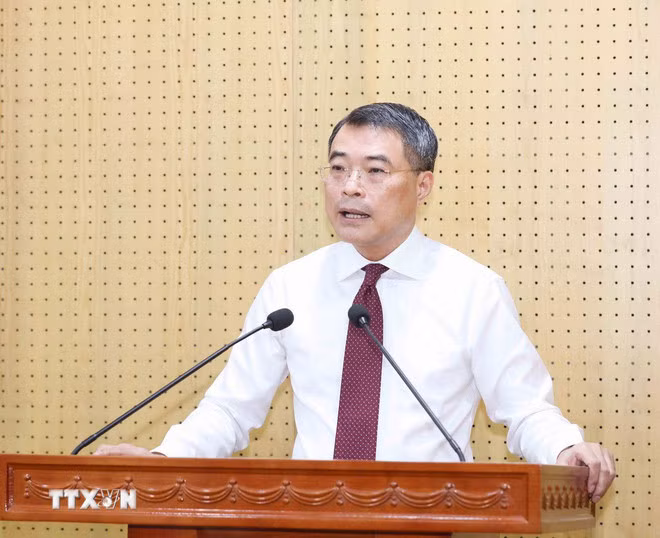 Ông Lê Minh Hưng, Ủy viên Bộ Chính trị, Bí thư Trung ương Đảng, Trưởng Ban Tổ chức Trung ương, phát biểu tại Hội nghị. Ảnh: Phương Hoa/TTXVN.