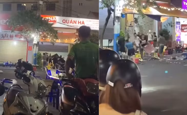 2 nhóm lao vào hỗn chiến tại quán nhậu H trên đường Diên Hồng. Ảnh: Tuấn Huệ