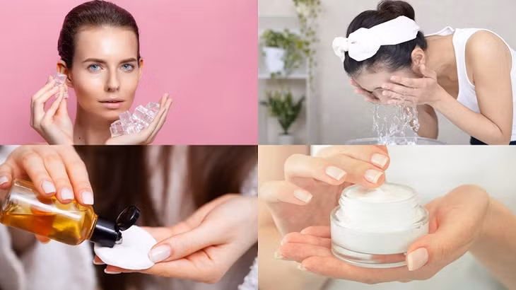 Các bước cần thực hiện trước khi trang điểm để da rạng rỡ cả ngày. Đồ họa: Minh Hoàng