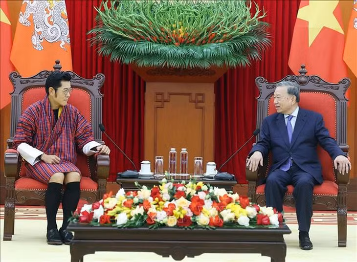Tổng Bí thư Tô Lâm tiếp Quốc vương Bhutan Jigme Khesar Namgyel Wangchuck - Ảnh: Thống Nhất/TTXVN