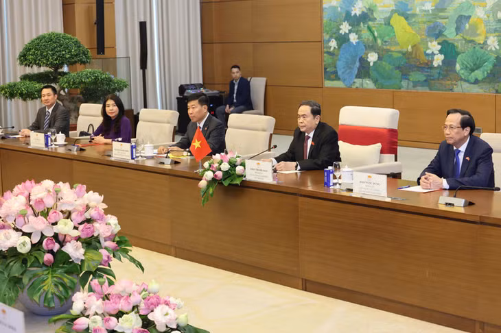 Chủ tịch Quốc hội Trần Thanh Mẫn phát biểu tại hội kiến. (Ảnh; Duy Linh)