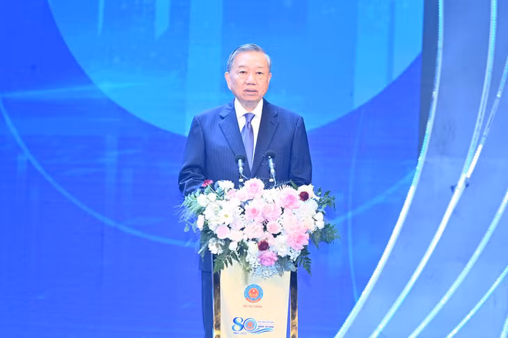 Tổng Bí thư Tô Lâm phát biểu tại Lễ kỷ niệm 80 năm ngày truyền thống ngành tài chính. (Ảnh: ĐĂNG KHOA)