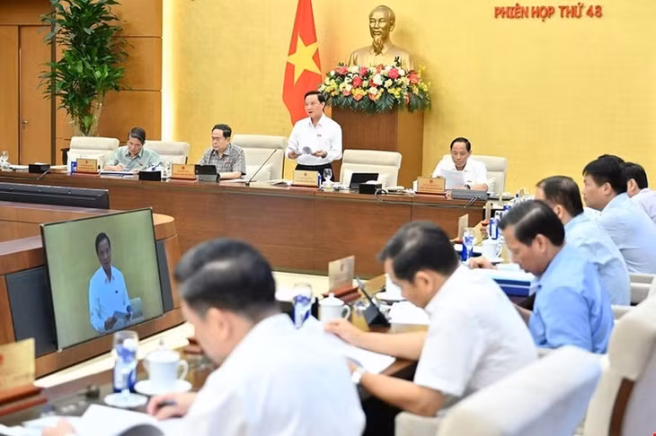 Phó Chủ tịch Quốc hội Nguyễn Khắc Định điều hành nội dung phiên họp. (Ảnh: DUY LINH)