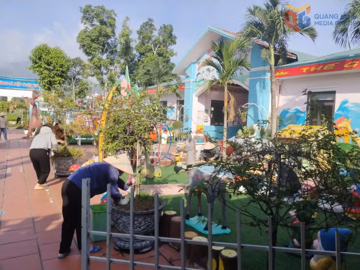 Chuẩn bị cho năm học mới tại Trường Mầm non Đồn Đạc (xã Ba Chẽ).