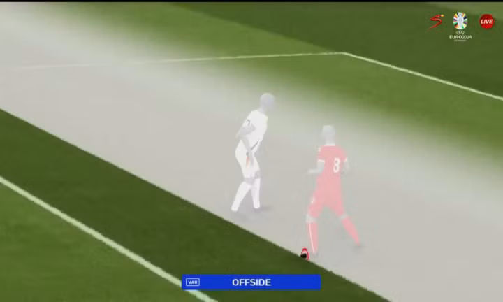 Những đầu ngón chân của tiền vệ Thomas Delaney đã việt vị, bàn thắng của Joachim Andersen không được công nhận.