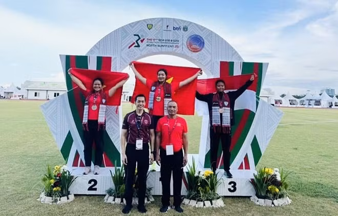 Vận động viên điền kinh Việt Nam giành thành tích huy chương tại Giải vô địch trẻ Đông Nam Á 2025. Ảnh: Nguyễn Đức