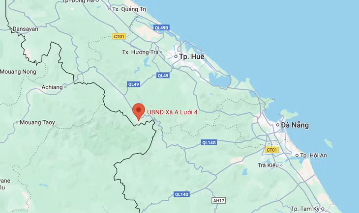 Xã A Lưới 4 - nơi vừa xảy ra động đất mạnh 4 độ - Ảnh: Google Map