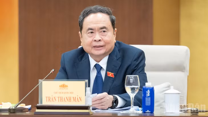 Chủ tịch Quốc hội Trần Thanh Mẫn phát biểu ý kiến tại phiên họp. (Ảnh: DUY LINH)