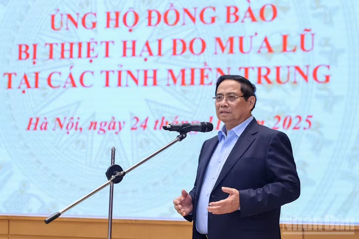 Thủ tướng Phạm Minh Chính phát biểu ý kiến tại buổi lễ. (Ảnh: TRẦN HẢI)