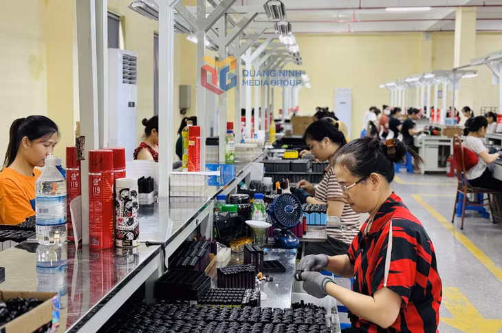 Sản xuất bật lửa tại Công ty TNHH Điện tử Vạn Lực Việt Nam (KCN Cái Lân).