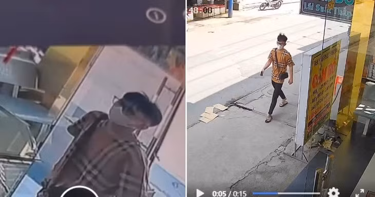 Đối tượng đi vào trong tiệm vàng. Ảnh cắt từ clip bạn đọc cung cấp