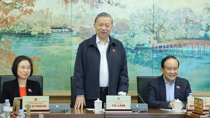 Tổng Bí thư Tô Lâm phát biểu trong phiên thảo luận tổ sáng 25/11. (Ảnh: DUY LINH)