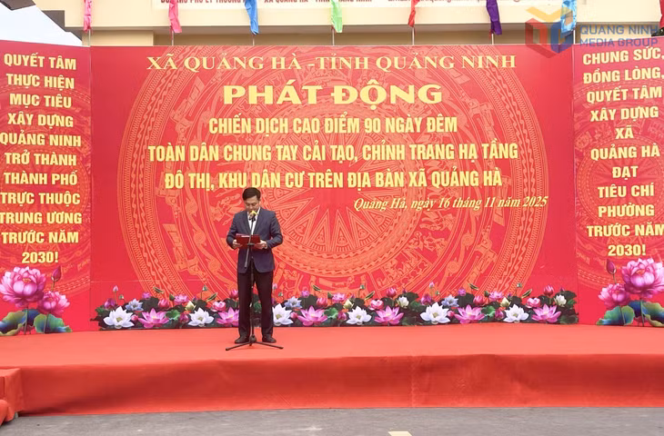 Ông Hoàng Phi Trường, Chủ tịch UBND xã Quảng Hà phát động Chiến dịch cao điểm 90 ngày đêm chỉnh trang đô thị, khu dân cư.