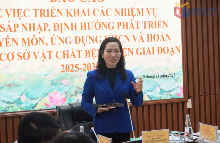 Phó Chủ tịch UBND tỉnh Nguyễn Thị Hạnh phát biểu chỉ đạo tại buổi làm việc.
