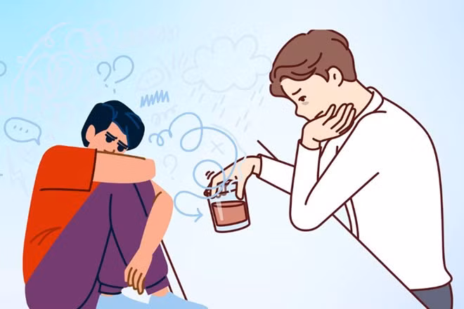Nhiều nghiên cứu cho thấy rượu gây hại cho sức khỏe và với người đang gặp vấn đề tâm thần như trầm cảm hay lo âu... Đồ họa: Thiện Nhân