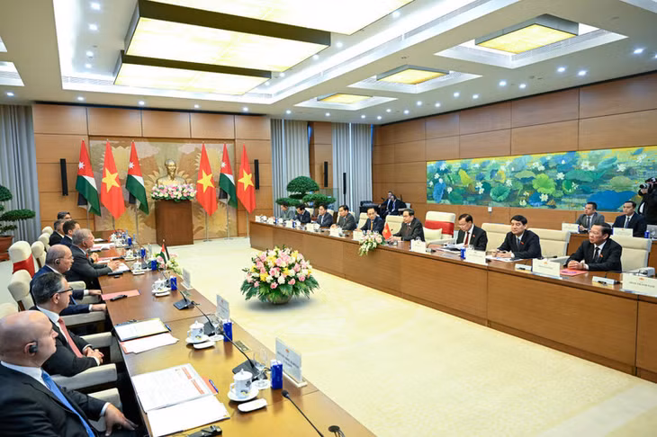 Quang cảnh hội kiến tại Nhà Quốc hội. (Ảnh: DUY LINH)