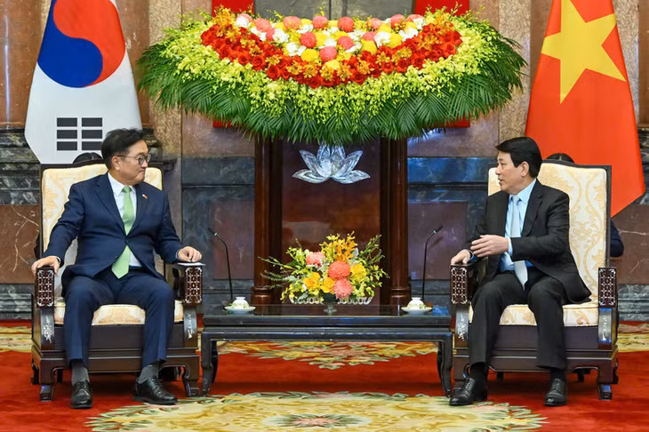 Chủ tịch nước Lương Cường hội kiến Chủ tịch Quốc hội Hàn Quốc Woo Won Shik.