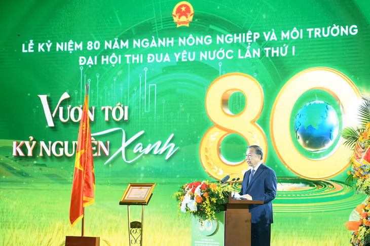Tổng Bí thư Tô Lâm phát biểu tại lễ kỷ niệm. (Ảnh: ĐĂNG KHOA)