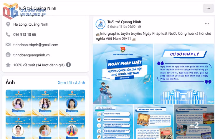 Trên fanpage Tuổi trẻ Quảng Ninh thường xuyên đăng tải tin bài tuyên truyền, giáo dục về pháp luật. 