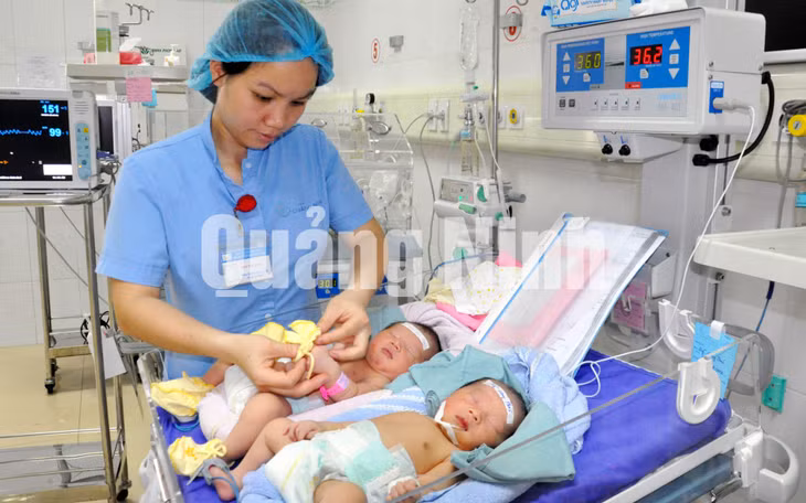 Các y tá ở Khoa Sơ sinh chăm sóc trẻ sơ sinh. Ảnh: Hoàng Quý