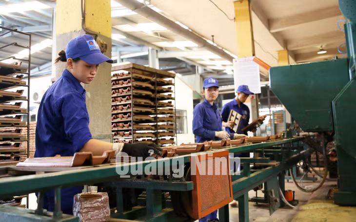 Sản xuất ngói tại Công ty Viglacera Hạ Long. Ảnh: Hùng Sơn