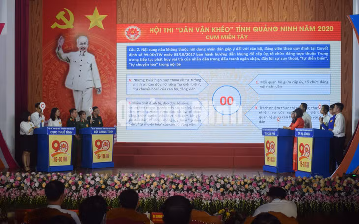 Các phần thi của các đội về công tác dân vận (9-2020). Ảnh: Khánh Giang