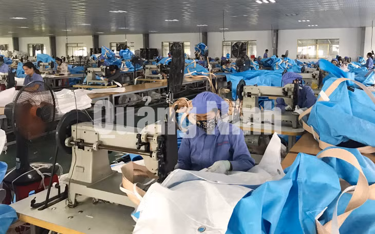 Công nhân bộ phận may bao bì xuất khẩu sang Nhật Bản (9-2018). Ảnh: Khánh Giang
