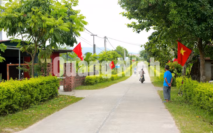 Tuyến đường hoa thôn Sán Xế Đông của xã NTM nâng cao Đông Ngũ, huyện Tiên Yên (9-2020). Ảnh: Thái Cảnh