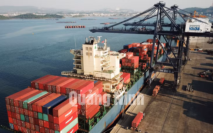 Bốc xếp hàng hóa tại Cảng container quốc tế Cái Lân (CICT) (7-2020). Ảnh: Đỗ Phương