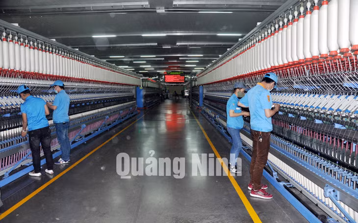 Sản xuất sợi tại Phân xưởng số 1, Công ty TNHH Khoa học kỹ thuật Texhong Ngân Long. Ảnh: Thái Cảnh