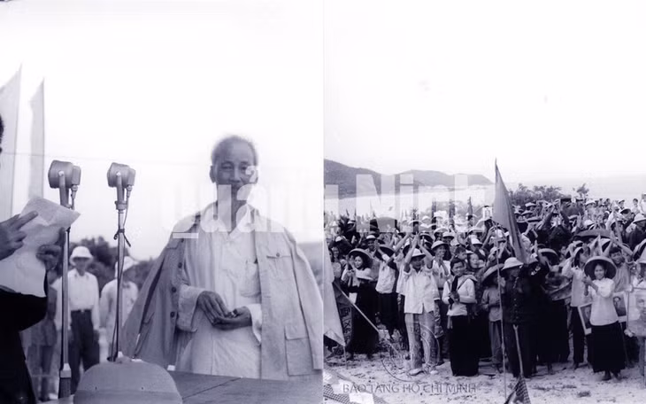 Nhân dân Cô Tô vui mừng chòa đón Chủ tịch Hồ Chí Minh tới thăm đảo (9-5-1961).
