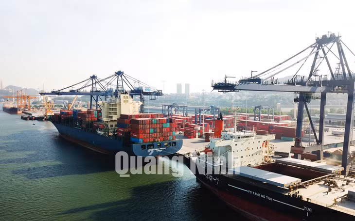 Tàu biển cập cảng Cái Lân để làm hàng (12-2019). Ảnh: Đỗ Phương