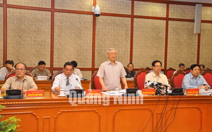 Tổng Bí thư Nguyễn Phú Trọng phát biểu tại buổi làm việc