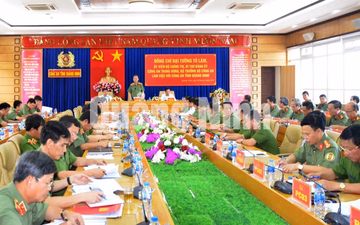 Quảng cảnh buổi làm việc với Công an tỉnh (8-2019). Ảnh: Thanh Tùng