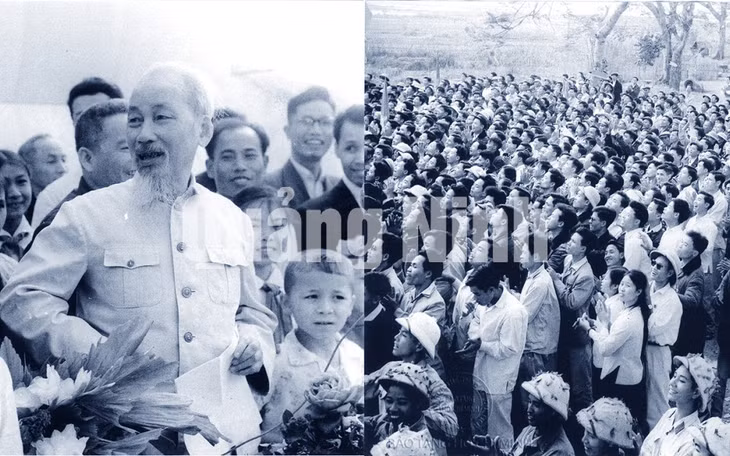 Chủ tịch Hồ Chí Minh thăm nói chuyện và chúc tết nhân dân Uông Bí, ngày mùng 1 tết Ất Tỵ (2-2-1965).