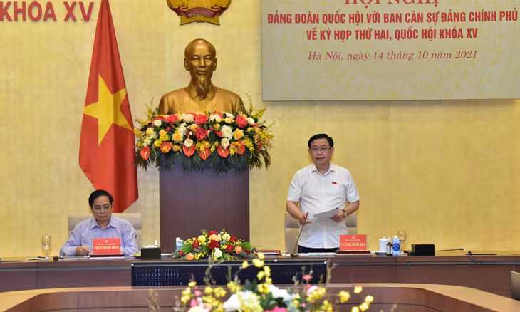 Chủ tịch Quốc hội Vương Đình Huệ nhấn mạnh: Tất cả các công việc chuẩn bị cho kỳ họp thứ 2 đến nay đã hoàn tất với sự đồng thuận, thống nhất rất cao. Ảnh: VGP/Thành Chung Chủ tịch Quốc hội Vương Đình Huệ nhấn mạnh: Tất cả các công việc chuẩn bị cho kỳ họp thứ 2 đến nay đã hoàn tất với sự đồng thuận, thống nhất rất cao. Ảnh: VGP/Thành Chung