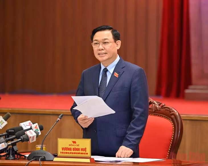Chủ tịch Quốc hội Vương Đình Huệ phát biểu tại Hội nghị. (Ảnh: DUY LINH)