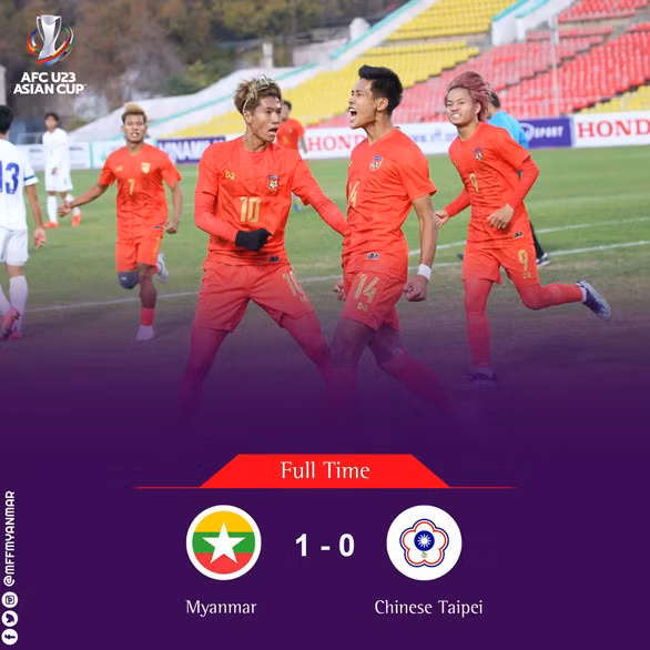 Thắng Đài Loan 1-0, U23 Myanmar hướng tới trận quyết chiến với U23 Việt Nam - Ảnh 1.