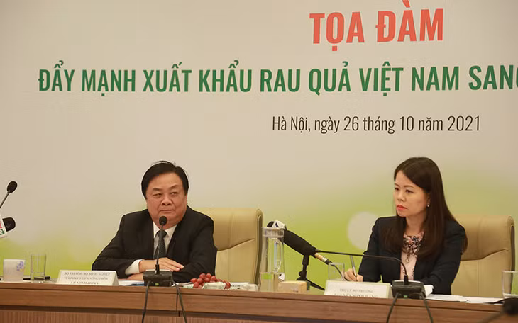 Bộ trưởng Nông nghiệp và Phát triển nông thôn Lê Minh Hoan phát biểu tại tọa đàm. (Ảnh: Bộ Ngoại giao).