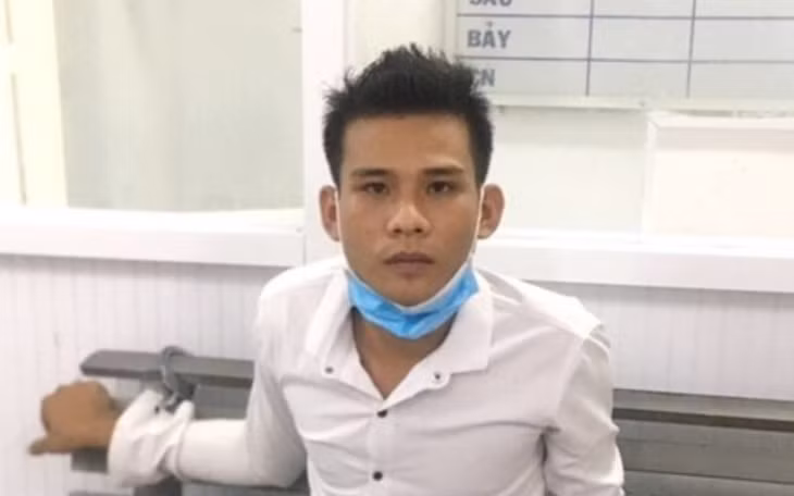 Cường tại thời điểm bị Công an phát hiện bắt giữ.