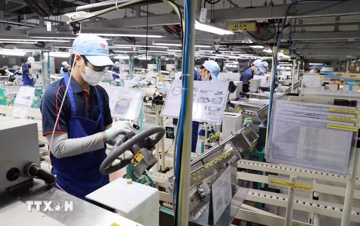 Hoạt động sản xuất tại Chi nhánh Công ty Trách nhiệm hữu hạn Toyoda Gosei Hải Phòng, Khu công nghiệp Tiền Hải, huyện Tiền Hải, tỉnh Thái Bình. (Ảnh: Thu Hoài/TTXVN)