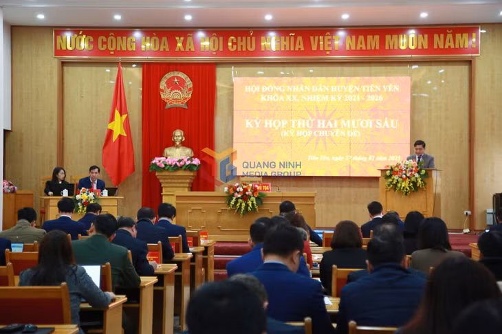 Quang cảnh kỳ họp HĐND huyện lần thứ 26 nhiệm kỳ 2021-2026.
