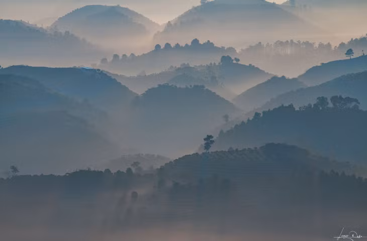 Độc giả Lại Trần Long Quân, từng nhiều lần “săn mây” tại đồi "bát úp", chia sẻ thời điểm lý tưởng để đến đây từ tháng 12 đến tháng 3. Khi đó, thời tiết mát mẻ, nếu có mưa, khoảng một đến hai ngày sau thường xuất hiện biển mây dày. Ảnh: Lại Trần Long Quân