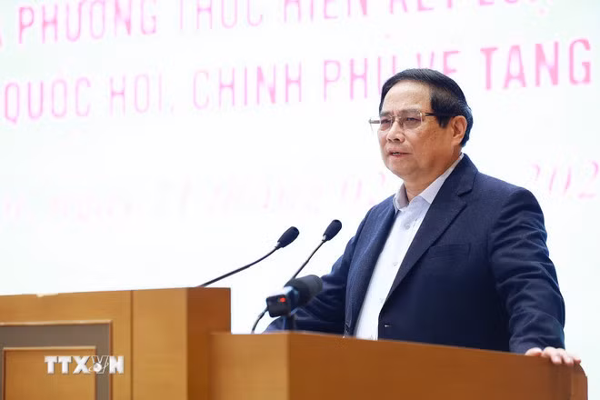 Thủ tướng Phạm Minh Chính phát biểu khai mạc hội nghị. (Ảnh: Dương Giang/TTXVN)