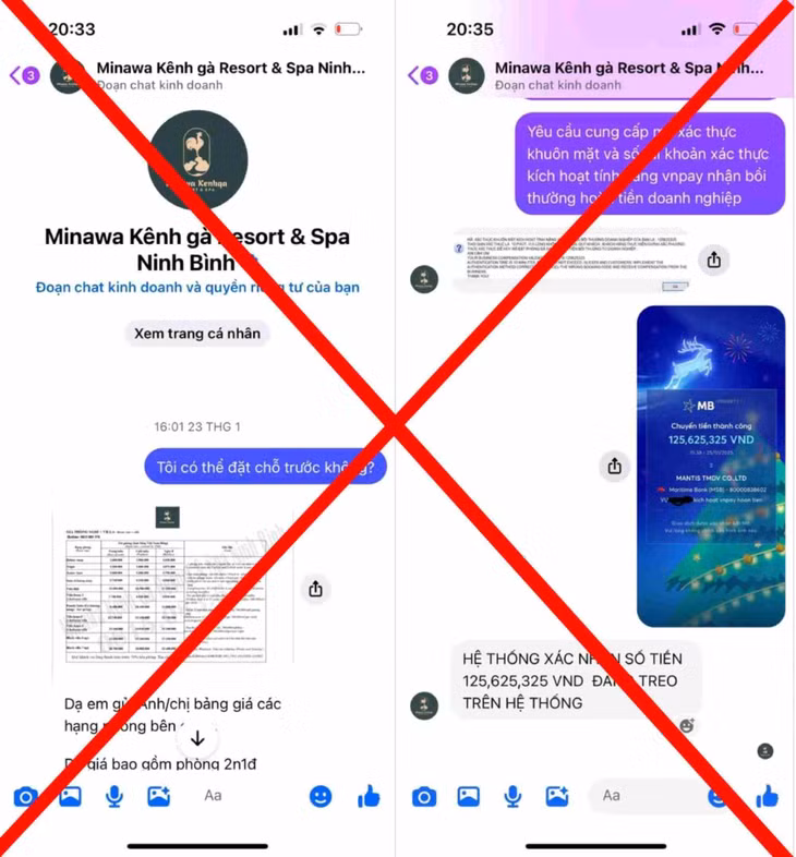 Khách hàng bị lừa đảo bởi fanpage có tích xanh Facebook. Ảnh: Nhân vật cung cấp