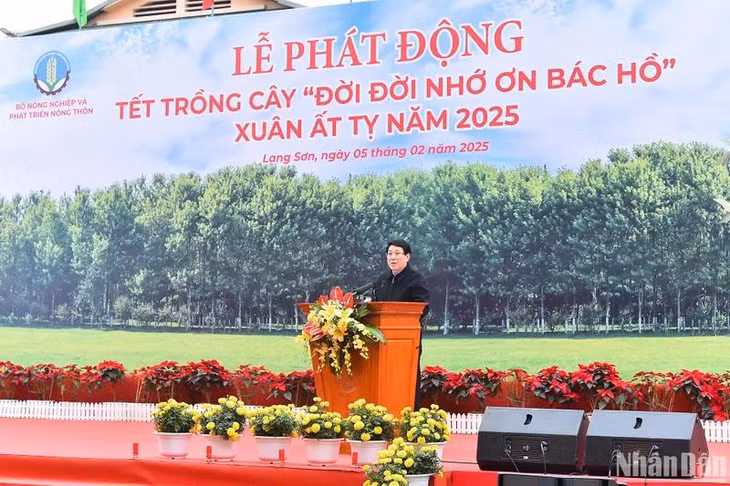 Chủ tịch nước Lương Cường phát biểu tại buổi lễ.