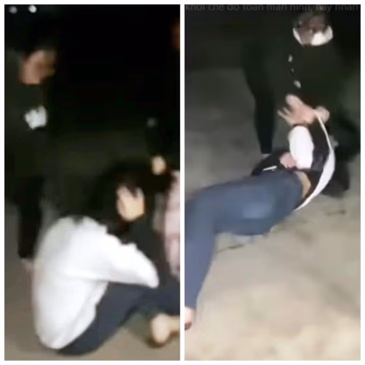 Nữ sinh bị nhóm bạn hành hung trong đêm. Ảnh: Cắt từ clip