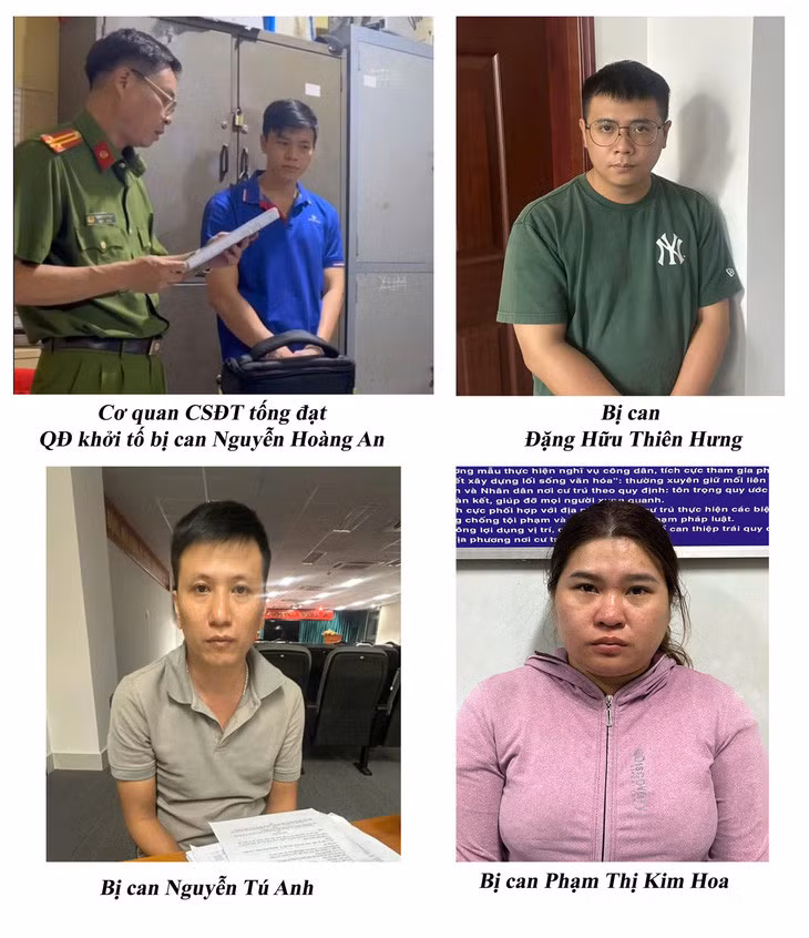 Các bị can bị khởi tố trong đường dây mua bán dữ liệu cá nhân - Ảnh: C.A.